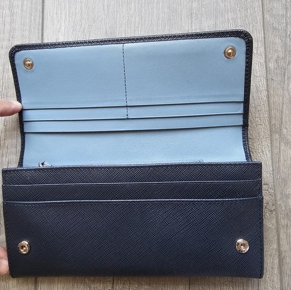 Authentic PRADA Saffiano Metal Long Wallet Purse Leather Navy - Picture 6 of 15